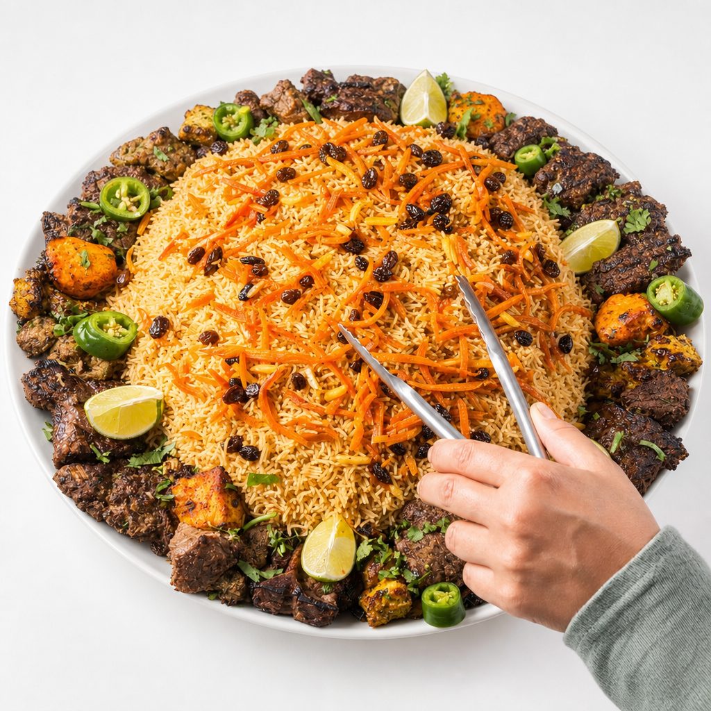 Mix Kabob Bukhari Rice - Family Size.